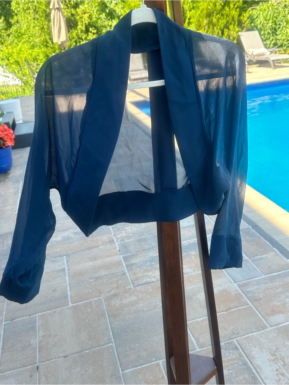 JJs House Navy Blue Sheer Shrug Jacket